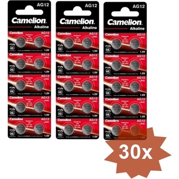 Camelion 186A, LR43, AG12, D186, L1142, V12GA 1.5v Alkaline knoopcel batterij - 30 Stuks (3 Blisters a 10St)
