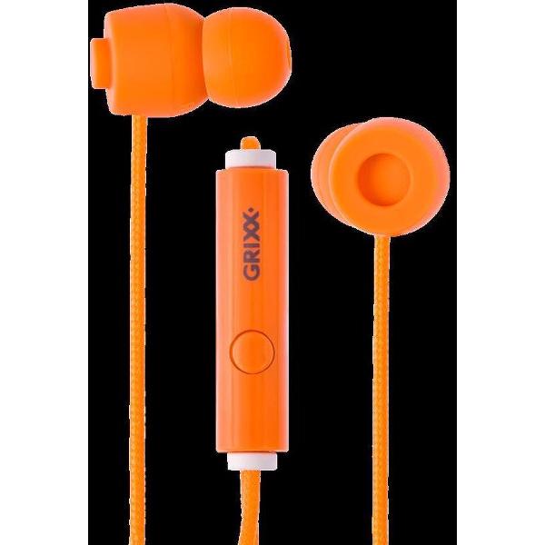 Grixx Optimum In-Ear oordopjes - 10mm Driver - Microfoon - Oranje