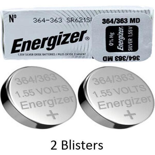 2 stuks (2 blisters a 1 stuk) Energizer 363/364 Zilver-oxide batterij knoopcel (S) 1,55 V