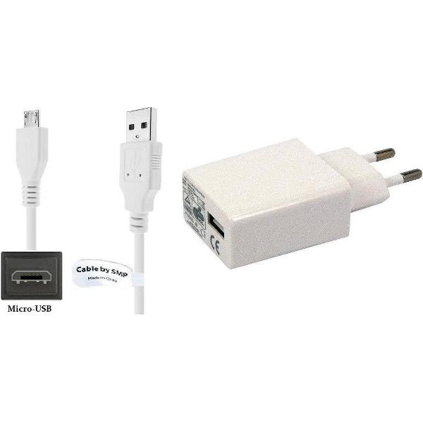 2A Micro USB lader. 4,2 m Oplaadkabel en oplader adapter stekker TUV gekeurd Past ook op o.a. Wiko, ZTE, Tolino, Xiaomi, Rollei, Motorola.