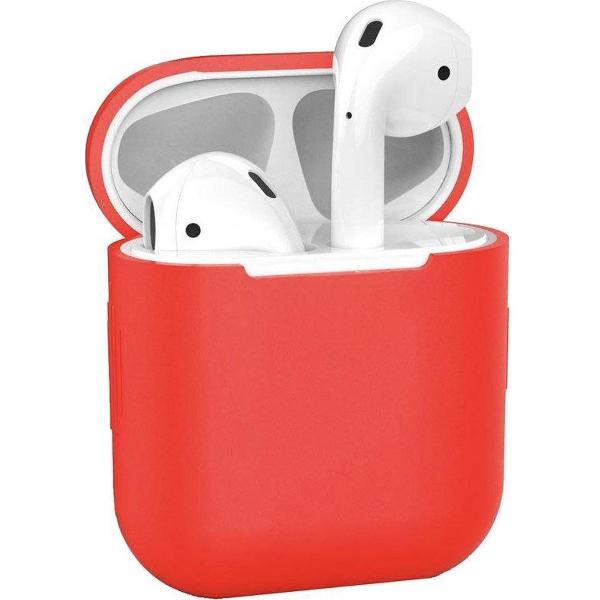 Airpods Case - Siliconen - Bescherming - Case- Cover - Hoesje - Airpods 1/2 - Rood