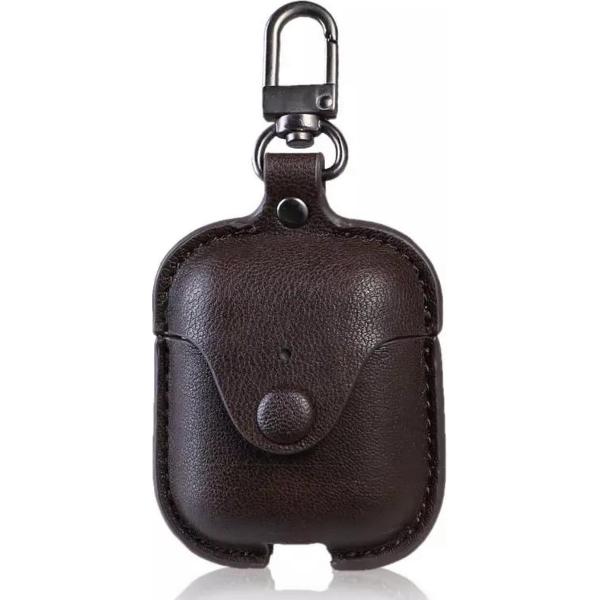 Hoes - Leer - Etui - Bruin - geschikt voor Apple Airpods 1 en 2