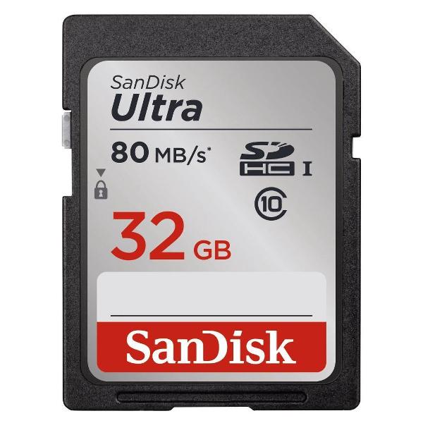 SanDisk Ultra SDHC Kaart 32GB - 80MB/s - Class10