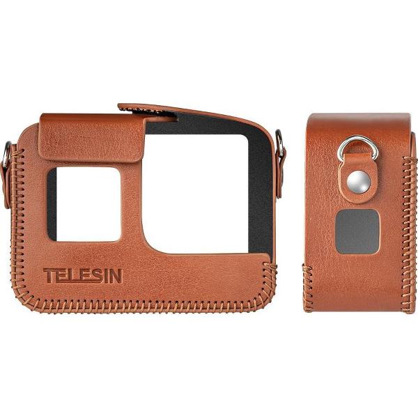 PRO SERIES Handgemaakte PU Lederen Beschermhoes Geschikt voor GoPro Hero 5 / 6 / 7 BLACK - Bruin