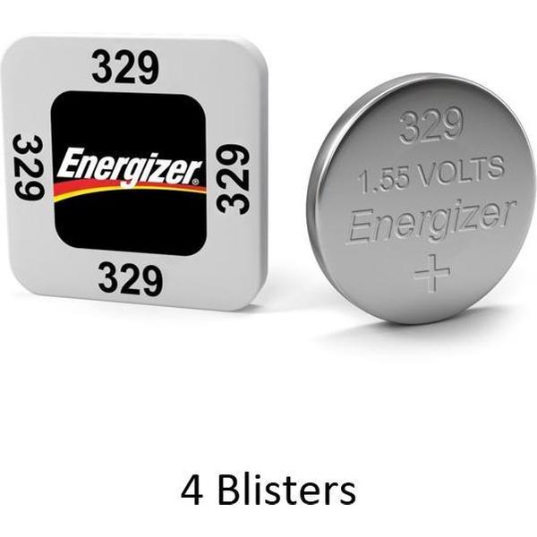 4 stuks (4 blisters a 1 stuk) Energizer Zilver Oxide Knoopcel 329 LD 1.55V