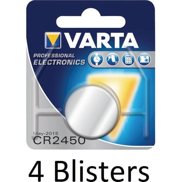 4 Stuks (4 Blisters a 1 st) Varta CR2450 Wegwerpbatterij Lithium