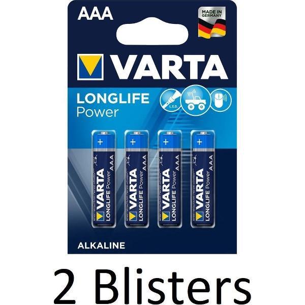 8 Stuks (2 Blisters a 4 st) Varta Longlife Power AAA Batterijen