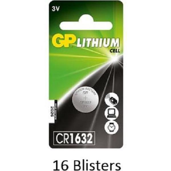 16 stuks (16 blisters a 1 stuks) GP Lithium CR1632 Lithium 3V