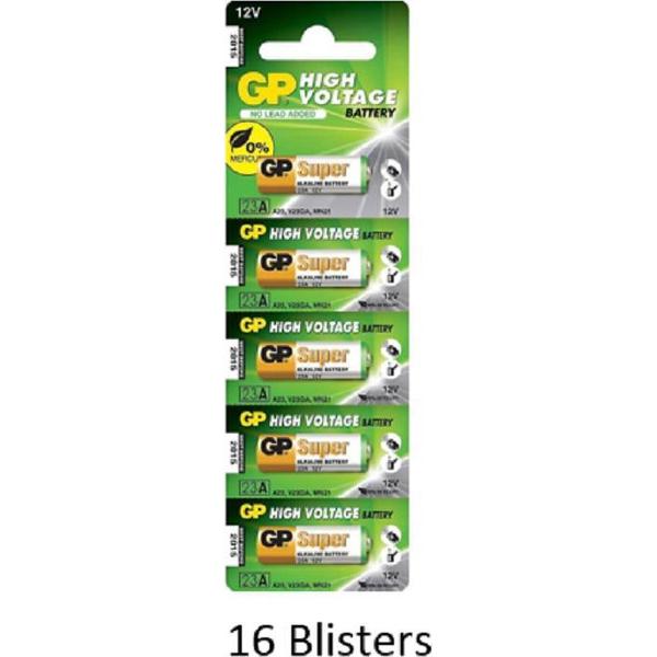 80 stuks (16 blisters a 5 stuks) GP Alkaline 23AE C5 / 12V