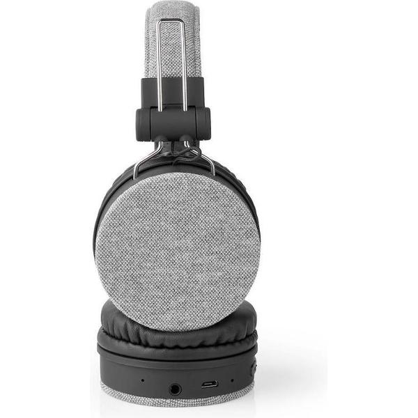 Nedis FSHP250GY Bluetooth®-koptelefoon Met Geweven Stof Bekleed On-ear |18 Uur Afspeeltijd Grijs / Zwart