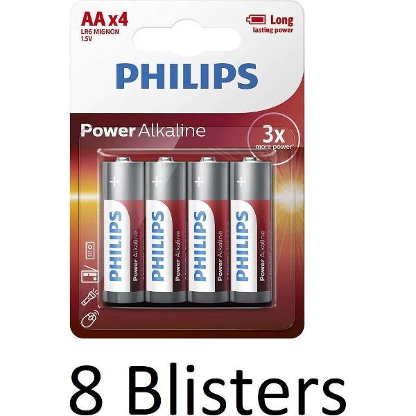 32 Stuks (8 Blisters a 4 st) Philips Power Alkaline AA