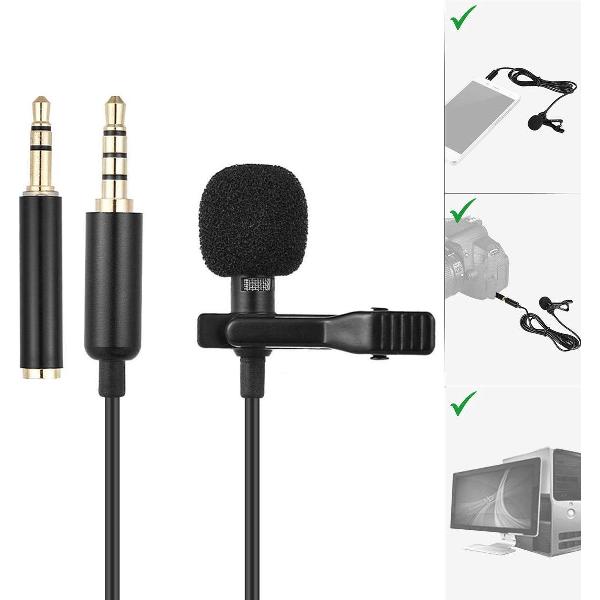 Goodlux microfoon voor camera - Telefoon - Videocamera - PC - Laptop – Smartphone – Condensator microfoon - Aux aansluiting met adapter – Met clip – Clip on