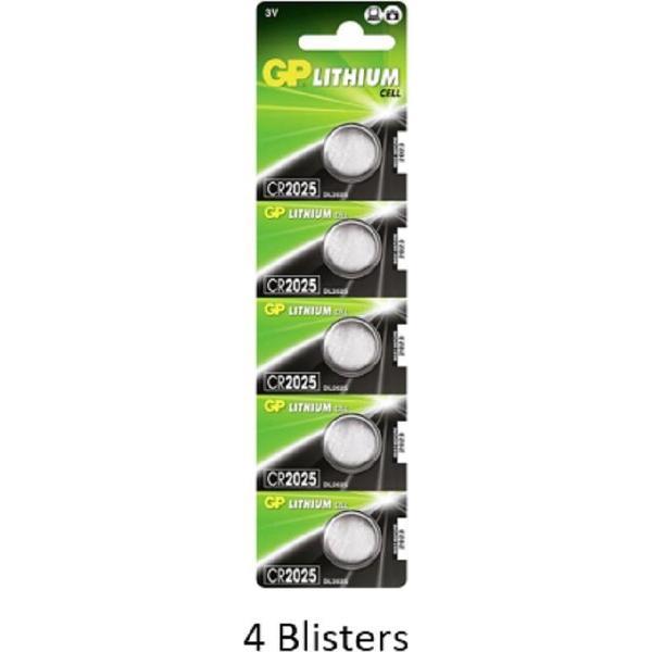 20 stuks (4 blisters a 5 stuks) GP Lithium Cell CR2025 Single-use batterij 3V