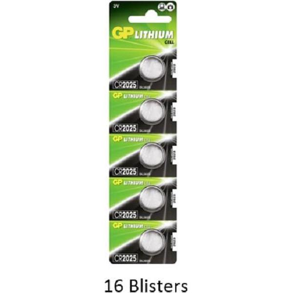 80 stuks (16 blisters a 5 stuks) GP Lithium Cell CR2025 Single-use batterij 3V