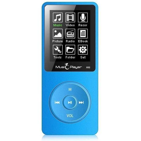 Mini MP3 met hoofdtelefoon van 4 GB - Muziek x02-speler met scherm - verschillende kleuren blauw