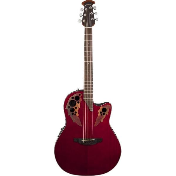 Ovation CE44-RR Celebrity Elite Ruby Red roundback gitaar