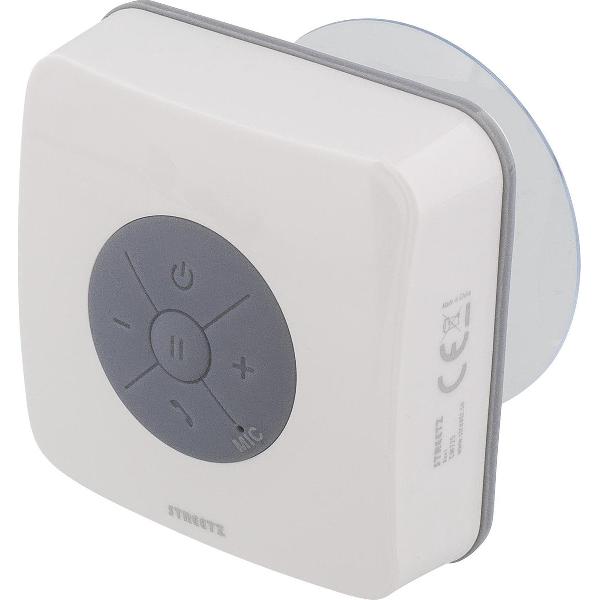 STREETZ CM725 Waterdichte Bluetooth-luidspreker met aanzuigplug, V2.1 + EDR, afspeeltijd 4 uur, IPX5, wit / grijs
