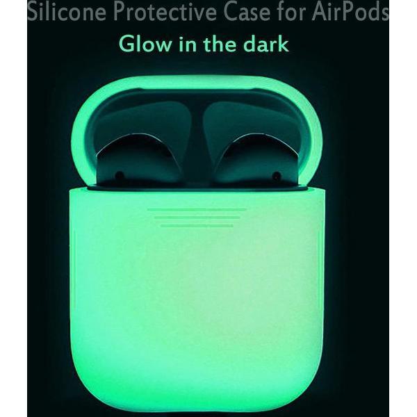Airpods Silicone Case Cover Hoesje geschikt voor Apple Airpods - glow in the dark