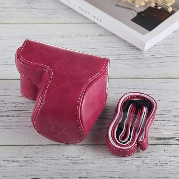 Full Body Camera PU lederen tas met riem voor Sony A5100 / A5000 / NEX-3N (16-50 mm / 40,5 mm lens) (magenta)