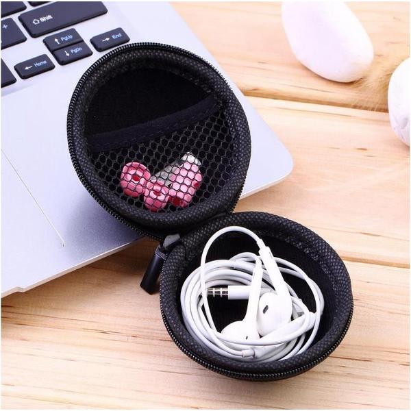 Handig opberg etui voor oortjes, USB stick, laadkabel of earphones, tasje / case headphones in ear, earpods