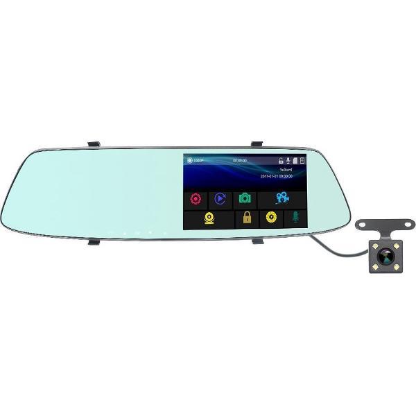 G705 5-inch LCD-touchscreen Achteruitkijkspiegel Autorecorder met afzonderlijke camera, 170 graden groothoekweergave, ondersteuningslus Video / bewegingsdetectie / G-sensor / TF-kaart