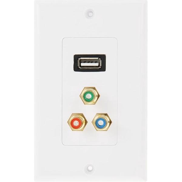USB 2.0 Vrouwelijke Stekker + 3 RCA Vrouwelijke Stekkers Wandplaat Paneel