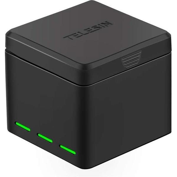 PRO SERIES 3x Poort Opbergdoos Oplader + 1 Oplaadkabel voor DJI OSMO Action Camera - Zwart