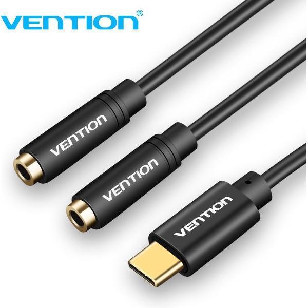 Vention USB C Audio Splitter - USB C naar Twee 3.5 mm Jack Female - 30 centimeter