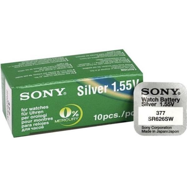 10 Stuks - Sony SR626SW (377 / 376) AG4 Zilveroxide horloge knoopcel batterij