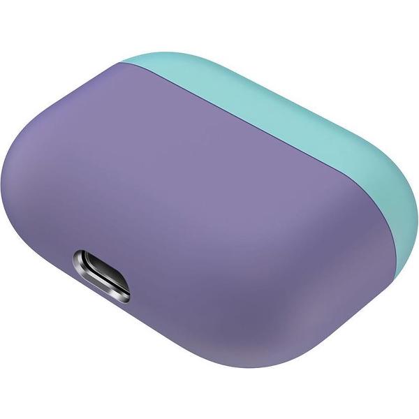 Case Cover Voor Apple Airpods Pro- Siliconen design-Groen-Paars Watchbands-shop.nl