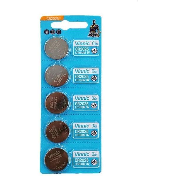 5 Stuks (1 Blister a 5St) Vinnic CR2025 / DL2025 3V 160mAh Lithium knoopcel batterij
