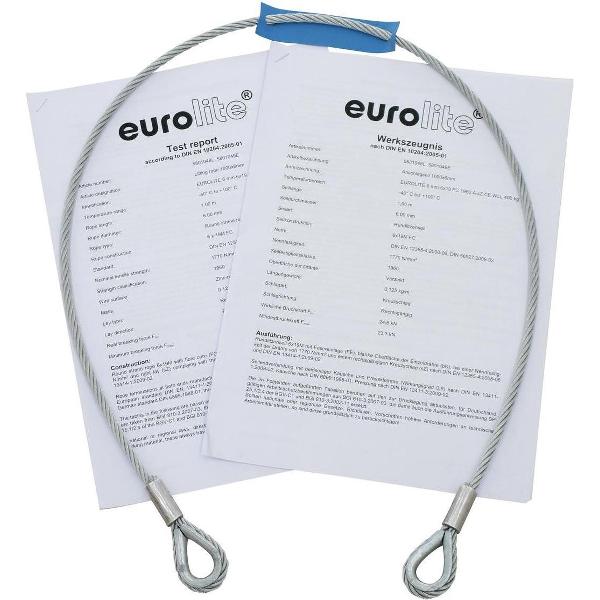 EUROLITE Steel Rope 1000x6mm Zwart met Thimbles