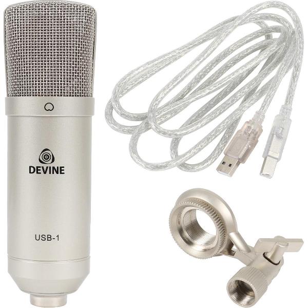 De Devine USB-1 is een plug-and-play studiomicrofoon. Hij is compact genoeg om een plekje te vinden in iedere tas. Met zijn ingebouwde audio-interface bent u altijd klaar voor opname. De USB-1 is zeer geschikt voor vocalen.