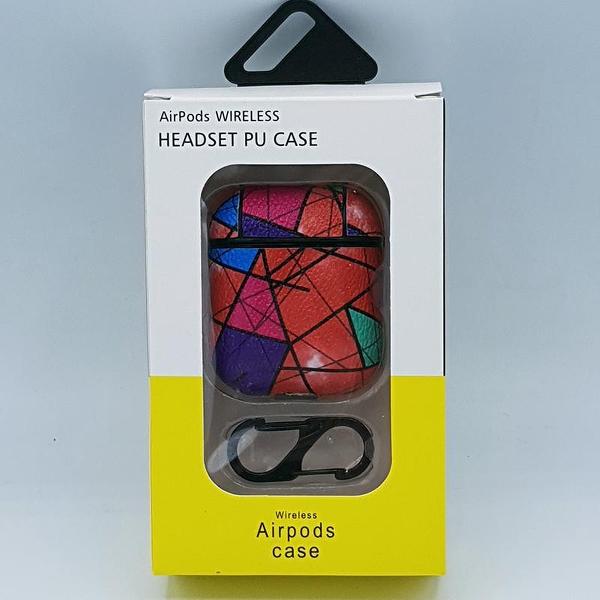 Mozaiek Kunstlederen Case Cover Hoesje voor Apple Airpods - rood - met karabijn