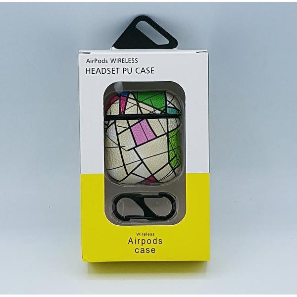 Mozaiek Kunstlederen Case Cover Hoesje voor Apple Airpods - wit - met karabijn