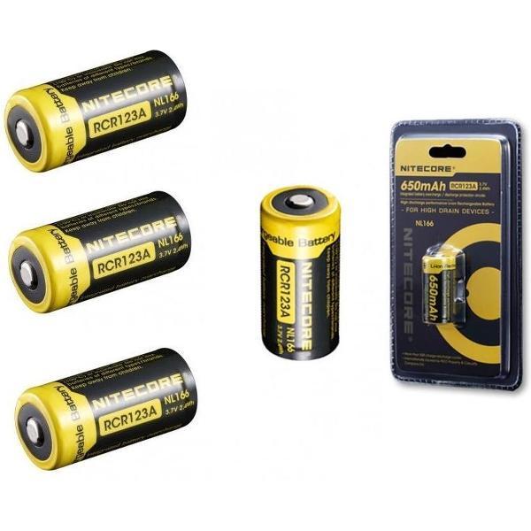 4 Stuks - Nitecore RCR123A Li-ion NL166 650mAh 3.7V