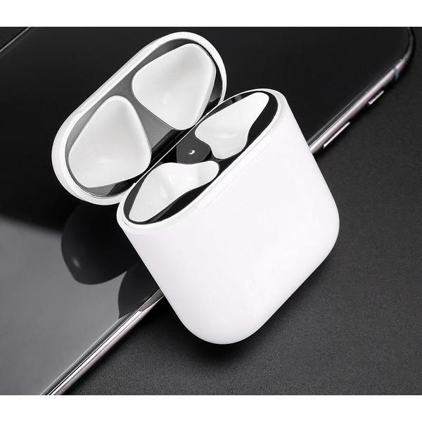 Sticker geschikt voor Airpods - Accessoire voor Airpods - Anti magnetisch stof - Vuil bescherming - Zwart Sticker 2 stuks