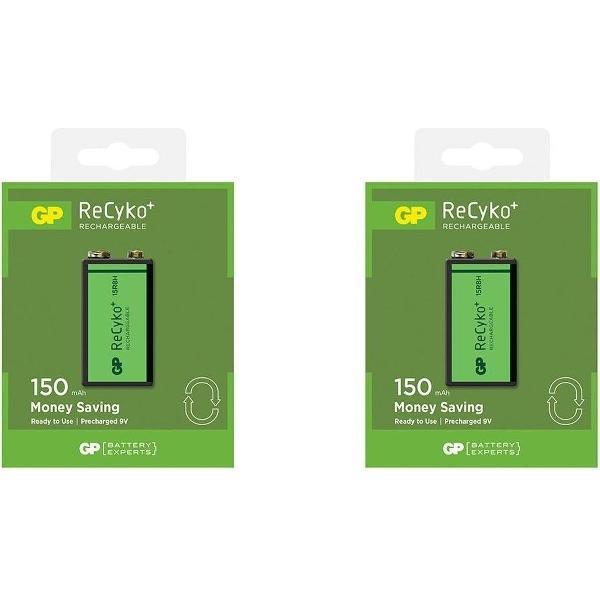 2 Stuks - GP 6F22/9V GP ReCyko+ 150 Series 150mAh oplaadbaar