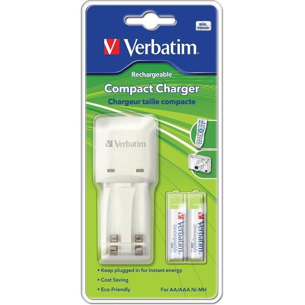 Verbatim compacte batterijoplader voor AA / AAA NiMH-batterijen