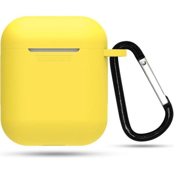 Siliconen case | geschikt voor airpods | karabijnhaak | geel