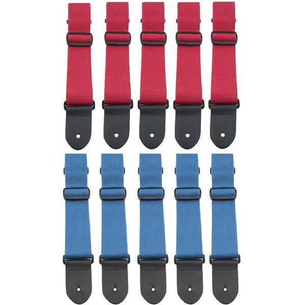 10-pack rode & blauwe gitaarriemen van 5 cm breed