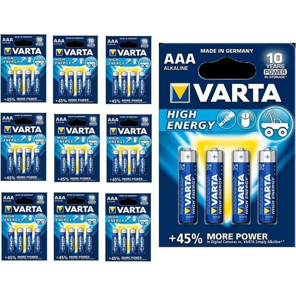 40 Stuks (10 Blisters a 4st) - VARTA High Energy LR03 / AAA / R03 / MN 2400 1.5V alkaline batterij