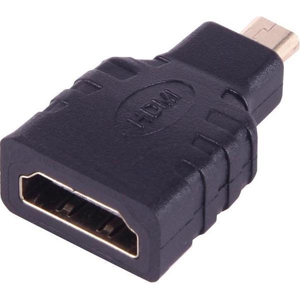 Micro HDMI male naar HDMI Female adapter connector | Gold Plated | Zwart