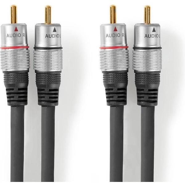 Nedis CAGC24200AT100 Stereo-audiokabel 2x Rca Male - 2x Rca Male 10,0 M Antraciet