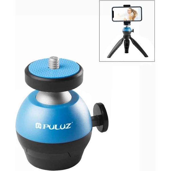 PULUZ 1/4 inch schroef CNC aluminium kogelkop ABS statiefadapter (blauw)