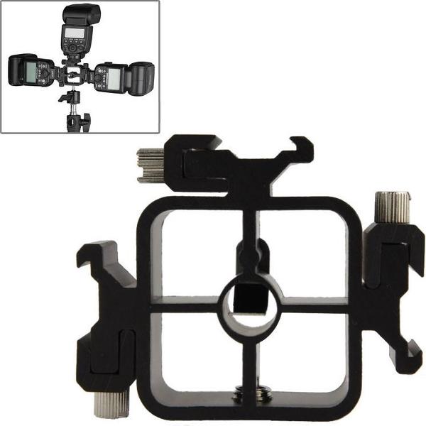 3 Driedubbele kop flitsschoenbevestigingsadapter Flitshouderbeugel Lichtstatiefhouder (XF0003)