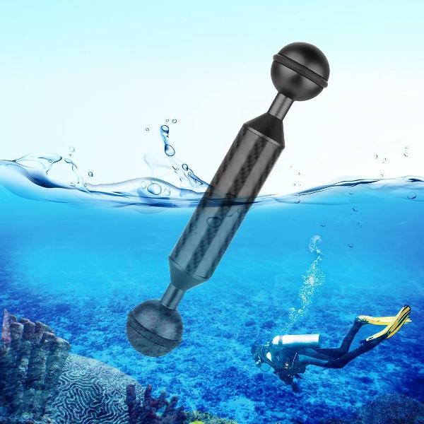 PULUZ 5 inch 12,7 cm lengte 20,8 mm diameter Dual Balls koolstofvezel zwevende arm, baldiameter: 25 mm (zwart)