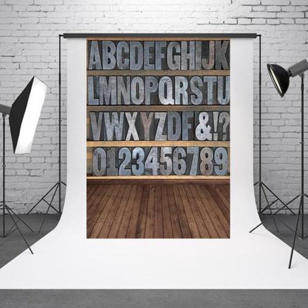 1.5mx 2.1m Alfabet Houten Bord Babyfoto Digitale Foto Achtergronddoek