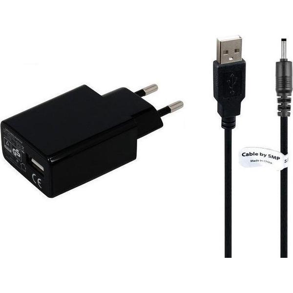 3A lader TUV gekeurd 1 m Oplaadkabel en oplader adapter met stekker. Past ook op Qware QW TB- 1517D Tabby 2, 9718D Pro 4 Slim, 9718HD Pro 4 Slim HD, G100 BiTT Game