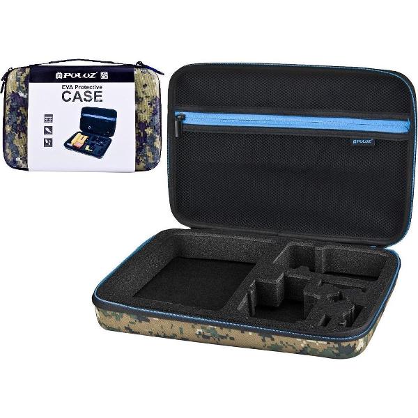 PULUZ Waterdichte camouflagepatroon draagtas en reistas voor GoPro HERO6 / 5/4 Session / 4/3 + / 3/2/1, Puluz U6000 en andere accessoires voor sportcamera's, groot formaat: 32 cm x 22 cm x 7 cm